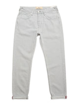 BGgiacomo Color Jeans - Dolphin Grey by Blue de Gênes: rigid denim jeans with a straight-leg cut, relaxed loose fit, front and back pockets, belt loops, rolled-up cuffs, and visible stitching.