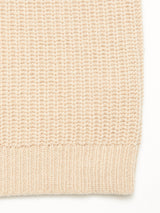 Close-up of the Yomaha Halfzip Knit - Fungi by Blue de Gênes, showcasing the textured knit pattern and ribbed hem. The image highlights the fabric details and premium wool blend construction.