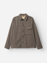 The Blue de Gênes BGmungo Check Overshirt in a grey check pattern features a button-up front, classic collar, long sleeves, and a single chest pocket. Shown against a plain white background, this men’s regular fit style is perfect for an effortlessly refined look.