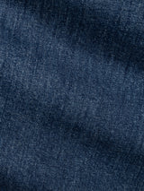 Close-up of the textured weave and subtle color variations in the blue comfort stretch denim fabric, characteristic of Blue de Gênes BGvinci Break Jeans - Denim wash regular fit.