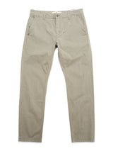 The Blue de Gênes BGmenzo Vecchio Chino in Shadow Green features comfort stretch, a button and zip closure, front pockets, and straight legs, shown laid flat on a white background.