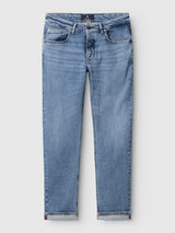 Mid-wash blue BGvinci Pala Used V3 Jeans in a regular fit with a straight-leg cut and cuffed hems.