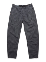 The Panco Dori Chino by Blue de Gênes features a tailored fit with irregular pinstripes, button and zipper waist closure, pleats at the front, and made from an Italian cotton-wool blend. They come with two side pockets and one back pocket.