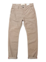 BGpaulo Ottawa Trousers - Fungi by Blue de Gênes, Italian-made beige chinos with front and back pockets, belt loops, and ankle cuffs, shown flat on a white background.