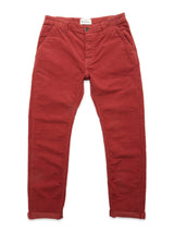 Blue de Gênes BGpaulo Ottawa Trousers in Henna, featuring button and zipper closure, belt loops, side pockets, and rolled cuffs, shown laid flat on a white background.