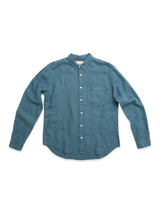 The Blue de Gênes BGenric Hope L/S Shirt in Green Harvest features long sleeves, a cut away collar, and a chest pocket—shown laid flat on white. Ideal as a breathable summer shirt.