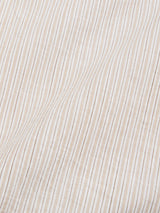 The BGbasso Meco Shirt - Beige Stripe by Blue de Gênes features beige and white vertical stripes with a subtle wavy line on textured 100% cotton, creating a soft, natural look—expertly made in Portugal.
