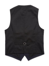 The Canna Carbonio Gillet by Blue de Gênes, in dark navy, is made from soft Italian brushed cotton. It features a smooth texture and formal design with an adjustable back strap for a perfect fit, making it ideal to pair with suits or dress shirts.