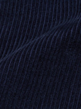 Close-up of BGfloyd Cord Shorts in Dark Navy by Blue de Gênes, showcasing their soft corduroy texture, signature vertical ridges, and timeless style.