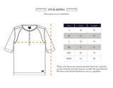Diagram of the Nipote AW S/S Grandad - Dark Navy by Blue de Gênes shows a buttoned neckline with a collarless design. A size chart displays chest and length for sizes S-XXXL in cm. Note: Variances may occur due to natural materials like cotton interlock jersey.