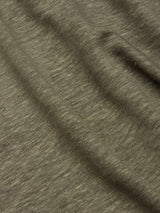 Close-up of the Totti T-Shirt - Army by Blue de Gênes, showcasing its textured, olive-green fabric with visible fibers and subtle creases for a natural linen jersey-like texture.