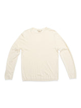The Blue de Gênes BGmonty Knit in Chalk is a regular fit crewneck jumper with long sleeves, made from a soft cotton-linen blend and shown laid flat on a white background.