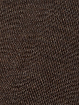 Close-up of the Toyama Knit L/S in brown by Blue de Gênes, crafted in Denmark, highlighting the Merino wool's texture and precise, even stitches.