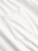 Close-up of the BGoscar T-Shirt - Snow Fall by Blue de Gênes, a white 100% cotton crewneck with a single left chest pocket and subtle edge stitching.