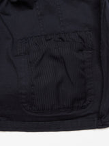 Close-up of the Blue de Gênes Gabbiano Dobby Blazer in dark navy, featuring an external rectangular pocket, subtle vertical stripes, and visible stitching along the edges.