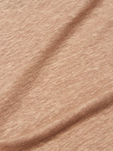 Close-up of the Totti T-Shirt - Tuape by Blue de Gênes, featuring soft, light brown knit fabric with fine horizontal threads, visible texture, gentle folds, and a subtle heathered look.