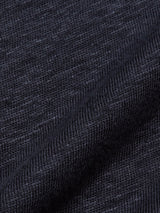 Close-up of Blue de Gênes Totti T-Shirt in Dark Navy, showing soft, textured knit fabric with fine horizontal threading and a subtle heathered pattern.