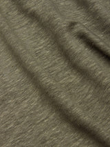 Close-up of the Totti T-Shirt - Army by Blue de Gênes, featuring textured olive green fabric with visible weave patterns and gentle creases for a soft, natural drape.