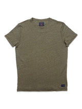 The Blue de Gênes Totti T-Shirt - Army is an olive green, short-sleeve crew neck tee with a minimalist design and a small black label near the bottom hem, shown laid flat on a white background.