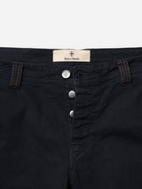Midnight blue BGpaulo Pavia V3 Chino enzyme washed pants featuring a button fly and contrast stitching at the belt loops.