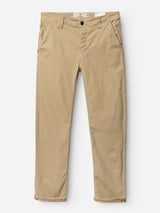 Blue de Gênes BGpaulo Pavia V3 Chino - Khaki trousers in an enzyme-washed, vintage military style with a button fly and slightly rolled cuffs.