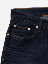 Dark blue BGvinci Pala Dark V3 Jeans in a regular fit with a coin pocket featuring copper-toned rivets and a small flag tab.