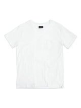 The Sagi Nuovo T-shirt by Blue de Gênes in white features a classic short-sleeve design with a small pocket on the left chest, crafted from premium cotton for a comfortable and regular fit—a timeless men’s wardrobe essential.