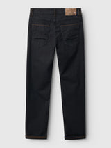 Back view of black cotton stretch BGpaulo Pavia V3 Chino - Black military pants, featuring two back pockets and a leather logo patch on the waistband.