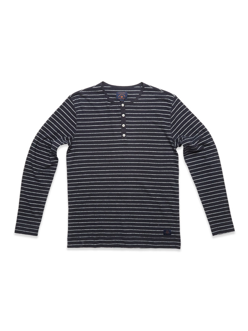 Bono Stripe L/S Grandad - Navy Stripe