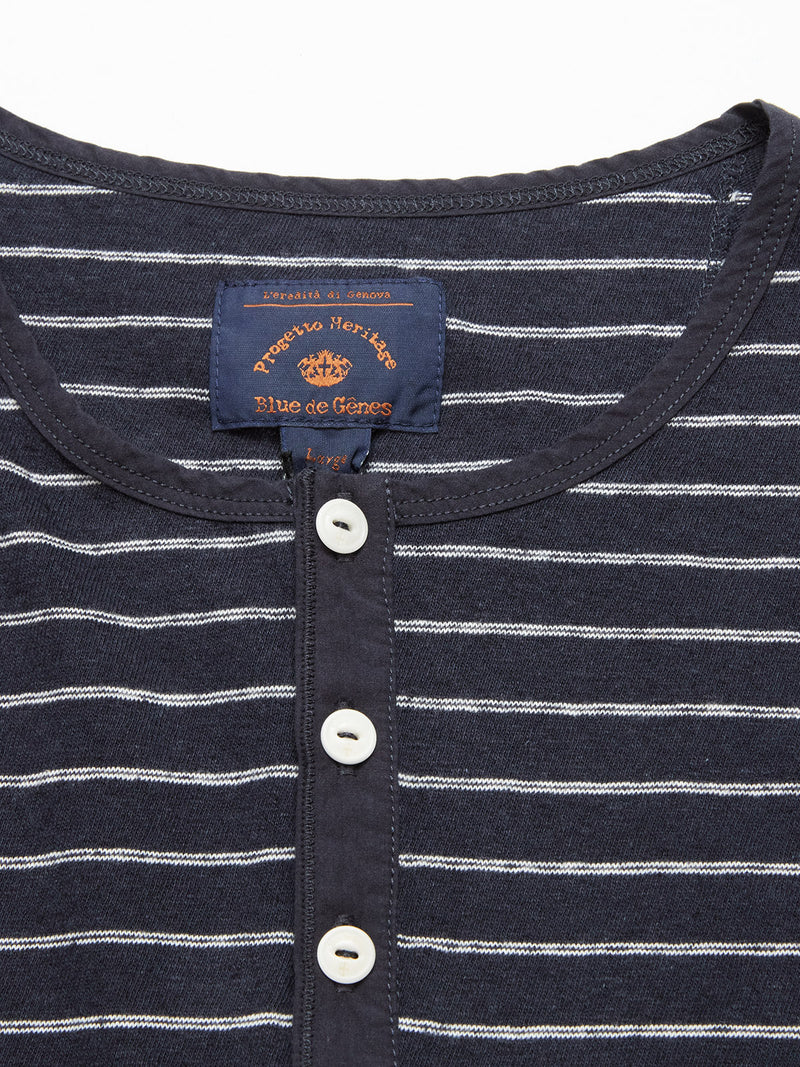 Bono Stripe L/S Grandad - Navy Stripe