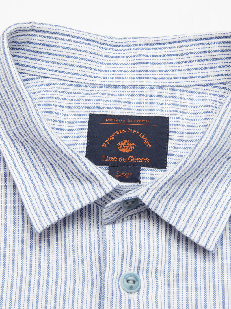 Enrico Grass Shirt - Navy Stripe