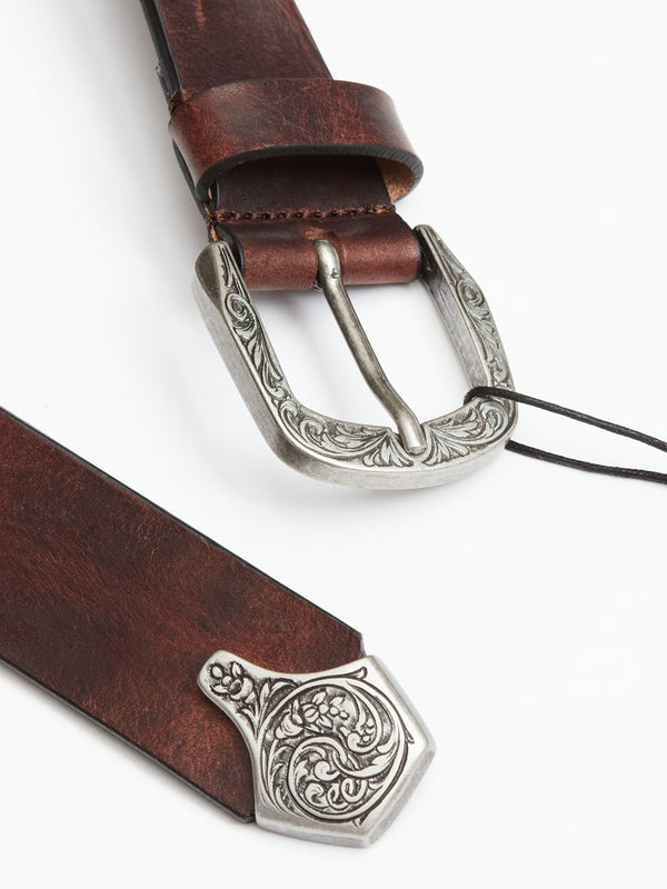 Western Studded Belt - Dark Brown