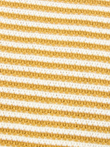 A close-up of the BGbob Knit Polo - Sunflower by Blue de Gênes, featuring textured cotton knit with horizontal golden yellow and white stripes in a classic nautical-inspired pattern.