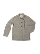 The Blue de Gênes BGhunter Vecchio Jacket in Shadow Green features a collar, button-up front, two flap chest pockets, and two lower front pockets. This cotton stretch sports jacket is shown laid flat with the right arm slightly bent.