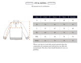 The Blue de Gênes Malakka Polo Knit - Army sizing chart (S–XXXL) shows chest, sleeve, back, and shoulder measurements in cm with an illustrated guide. This long-sleeve wool blend polo features eco-friendly corozo buttons.