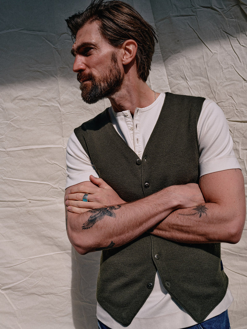 Zorba Knit Waistcoat - Forest